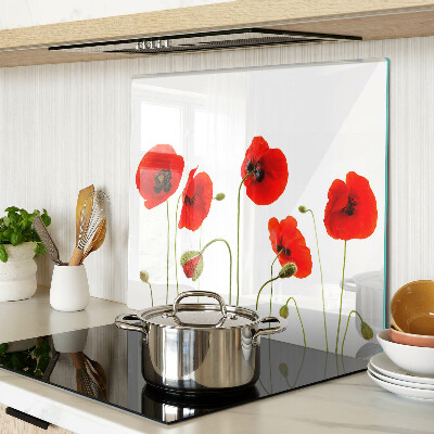 Schneidebrett glas Mohnblumenmotiv