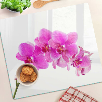 Glasschneidebrett Orchideen in Rosatönen