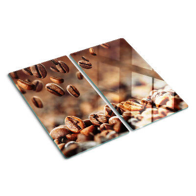 Glasschneidebrett Kaffeebohnen in Bewegung