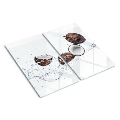 Glasschneidebrett Kokosnüsse im Wasser