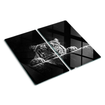 Schneidebrett glas Tiger im Schwarz-Weiß-Stil