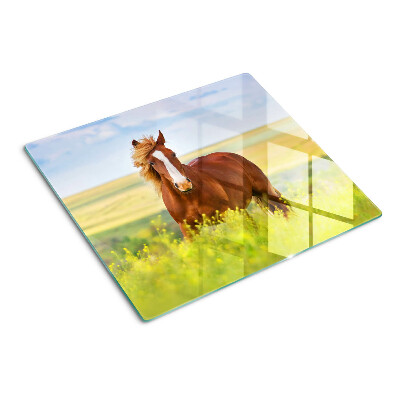 Glasschneidebrett Pferd auf der Wiese