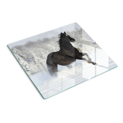 Schneidebrett glas Ein Pferd in einer Winterlandschaft