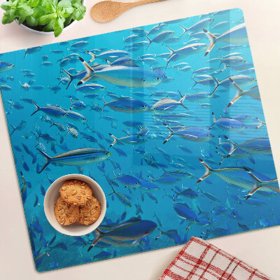 Schneidebrett glas Ein Fischschwarm im klaren Wasser