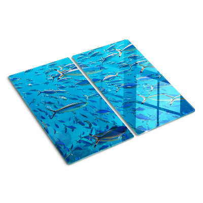 Schneidebrett glas Ein Fischschwarm im klaren Wasser