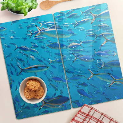 Schneidebrett glas Ein Fischschwarm im klaren Wasser