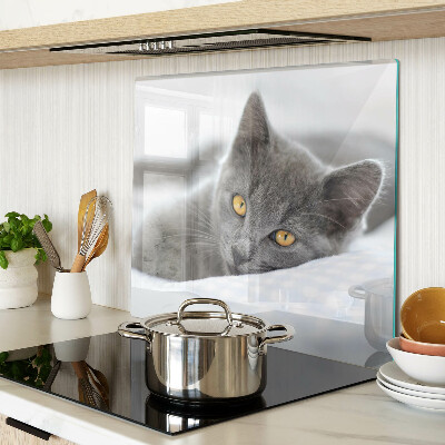 Schneidebrett glas Katze mit gelben Augen