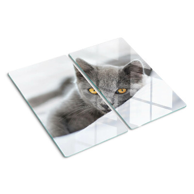 Schneidebrett glas Katze mit gelben Augen