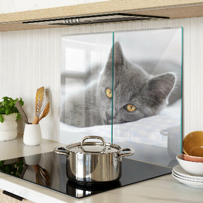 Schneidebrett glas Katze mit gelben Augen