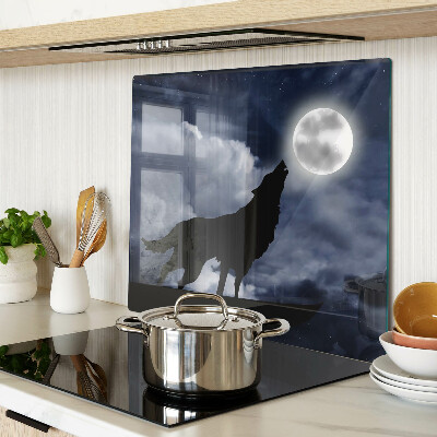 Schneidebrett glas Wolf im Mondlicht