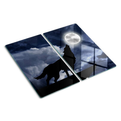 Schneidebrett glas Wolf im Mondlicht
