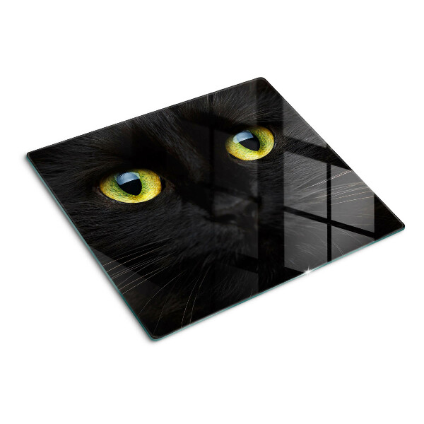 Schneidebrett glas Schwarze Katze mit grünen Augen