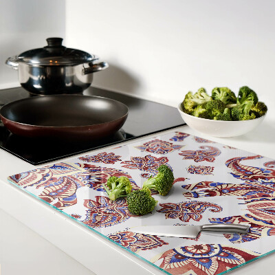 Schneidebrett glas Paisley-Muster mit Blumen
