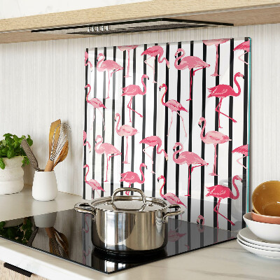 Glasschneidebrett Flamingos auf Streifen