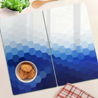 Glasschneidebrett Blaue Sechsecke in Farbverläufen