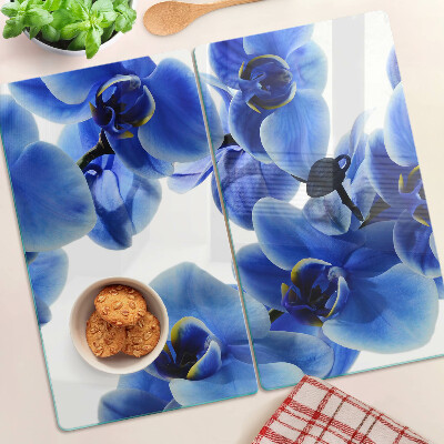 Schneidebrett glas Blaue Orchideen