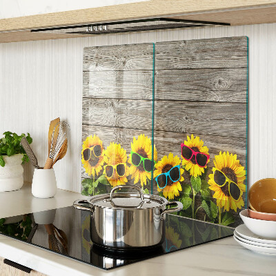 Glasschneidebrett Sonnenblumen in Sonnenbrillen