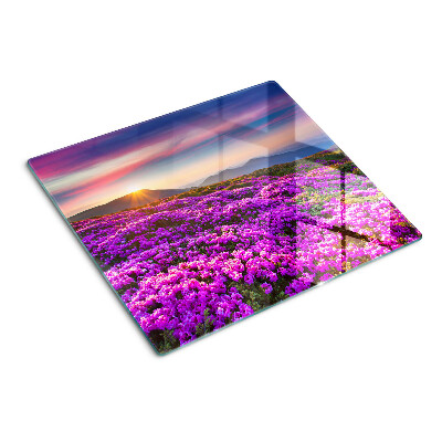 Schneidebrett glas Blumenlandschaft im Sonnenuntergang