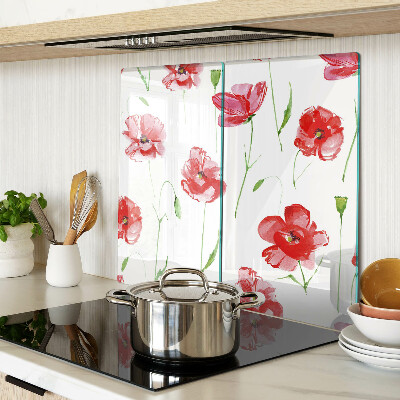 Glasschneidebrett Mohnmuster mit Blumen
