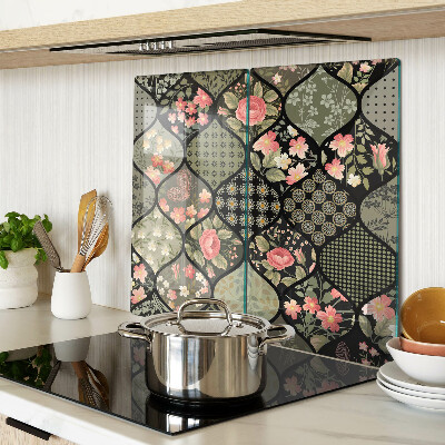 Schneidebrett glas Florales Patchwork mit geometrischen Mustern