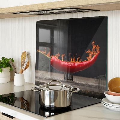Schneidebrett glas Feuer und Chili