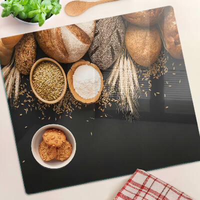 Glasschneidebrett Brot und Getreide