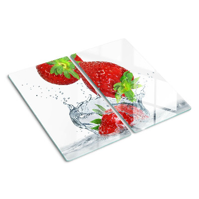 Schneidebrett glas Erdbeeren im Wasser
