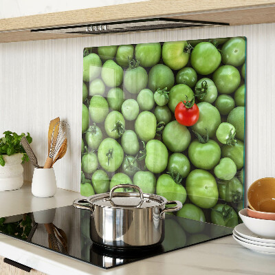 Schneidebrett glas Grüne Tomaten mit rotem Akzent