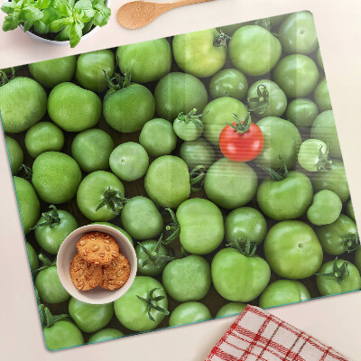 Schneidebrett glas Grüne Tomaten mit rotem Akzent
