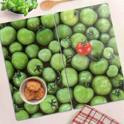 Schneidebrett glas Grüne Tomaten mit rotem Akzent