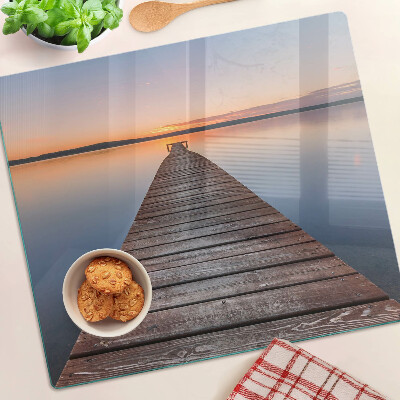 Schneidebrett glas Pier am See bei Sonnenuntergang
