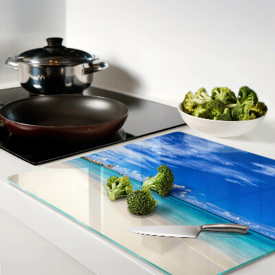 Schneidebrett glas Tropischer Strand mit blauem Himmel
