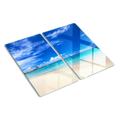 Schneidebrett glas Tropischer Strand mit blauem Himmel