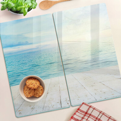 Glasschneidebrett Das Meer und der Holzsteg