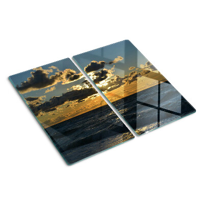 Schneidebrett glas Sonnenuntergang über dem Meer