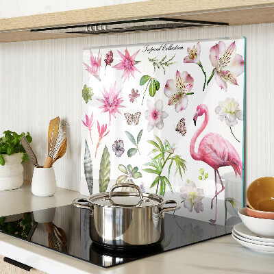 Glasschneidebrett Tropische Blumen- und Vogelsammlung