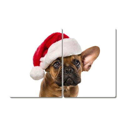 Glas Ceranfeldabdeckung Spritzschutz Bulldog Hundeweihnachts