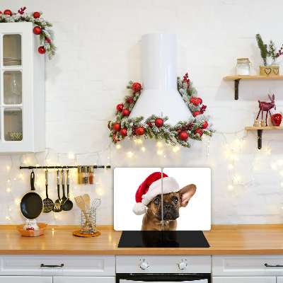 Glas Ceranfeldabdeckung Spritzschutz Bulldog Hundeweihnachts