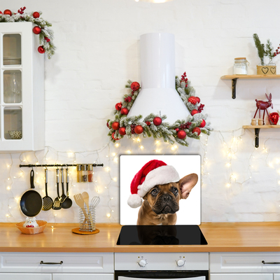 Glas Ceranfeldabdeckung Spritzschutz Bulldog Hundeweihnachts