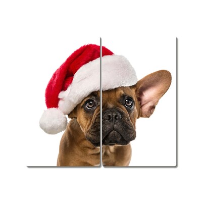 Glas Ceranfeldabdeckung Spritzschutz Bulldog Hundeweihnachts