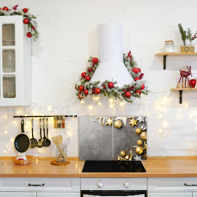 Glas Ceranfeldabdeckung Spritzschutz Golden Stars Weihnachtsferien