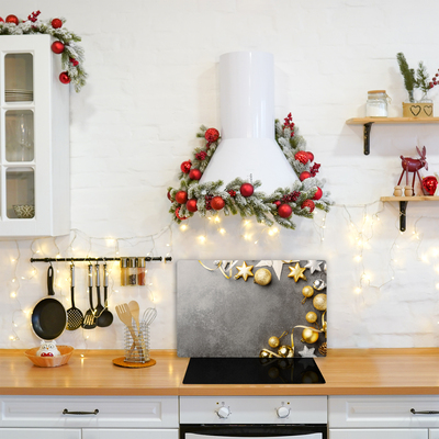 Glas Ceranfeldabdeckung Spritzschutz Golden Stars Weihnachtsferien