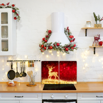 Glas Ceranfeldabdeckung Goldene Ren-Weihnachtsdekoration