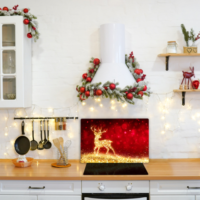 Glas Ceranfeldabdeckung Goldene Ren-Weihnachtsdekoration