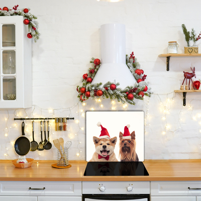 Glas Ceranfeldabdeckung Spritzschutz Hunde Weihnachtsmann-Weihnachten