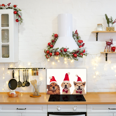 Glas Ceranfeldabdeckung Spritzschutz Hunde Weihnachtsmann-Weihnachten