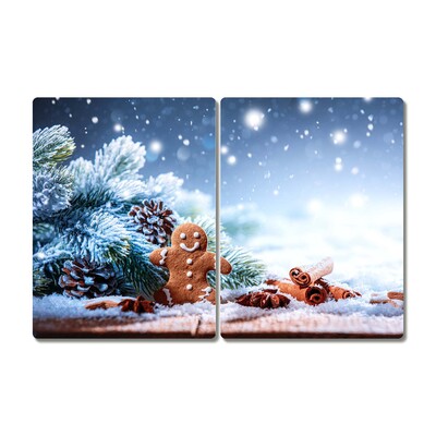 Glas Ceranfeldabdeckung Spritzschutz Lebkuchen Weihnachtsferien Schnee