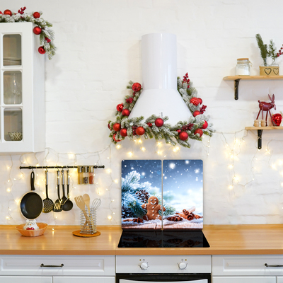 Glas Ceranfeldabdeckung Spritzschutz Lebkuchen Weihnachtsferien Schnee