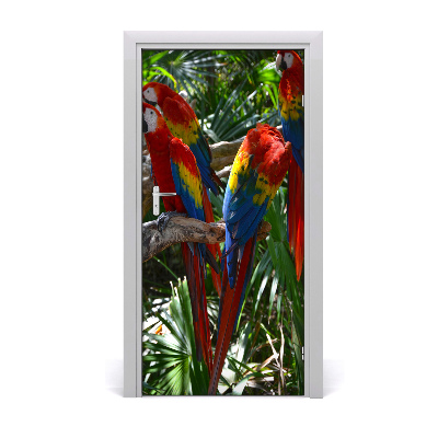 Selbstklebender aufkleber an der tür Papageien aras