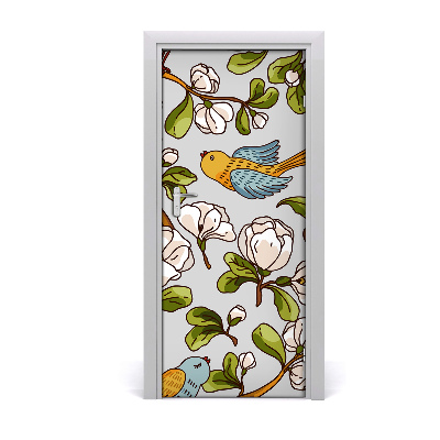 Selbstklebender aufkleber an der tür Vögel und blumen